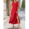 image:imageANRABESS Women Summer Casual Sleeveless Maxi Dress 2026 Crewneck Loose Split WrinkleFree Beach Travel Vacation Long SundressRed