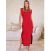 image:imageANRABESS Women Summer Casual Sleeveless Maxi Dress 2026 Crewneck Loose Split WrinkleFree Beach Travel Vacation Long SundressRed