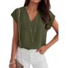image:imageANRABESS Women Tops Cap Sleeve Dressy Casual V Neck Shirts 2026 Summer Business Work Blouses Outfits Trendy Spring ClothingArmy Green