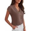 image:imageANRABESS Women Tops Cap Sleeve Dressy Casual V Neck Shirts 2026 Summer Business Work Blouses Outfits Trendy Spring ClothingCoffee