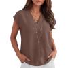 image:imageANRABESS Women Tops Cap Sleeve Dressy Casual V Neck Shirts 2026 Summer Business Work Blouses Outfits Trendy Spring ClothingCoffee
