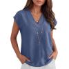 image:imageANRABESS Women Tops Cap Sleeve Dressy Casual V Neck Shirts 2026 Summer Business Work Blouses Outfits Trendy Spring ClothingDark Blue