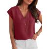 image:imageANRABESS Women Tops Cap Sleeve Dressy Casual V Neck Shirts 2026 Summer Business Work Blouses Outfits Trendy Spring ClothingDark Red