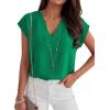 image:imageANRABESS Women Tops Cap Sleeve Dressy Casual V Neck Shirts 2026 Summer Business Work Blouses Outfits Trendy Spring ClothingGreen