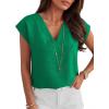 image:imageANRABESS Women Tops Cap Sleeve Dressy Casual V Neck Shirts 2026 Summer Business Work Blouses Outfits Trendy Spring ClothingGreen