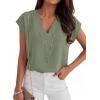 image:imageANRABESS Women Tops Cap Sleeve Dressy Casual V Neck Shirts 2026 Summer Business Work Blouses Outfits Trendy Spring ClothingLight Green