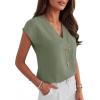 image:imageANRABESS Women Tops Cap Sleeve Dressy Casual V Neck Shirts 2026 Summer Business Work Blouses Outfits Trendy Spring ClothingLight Green