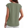 image:imageANRABESS Women Tops Cap Sleeve Dressy Casual V Neck Shirts 2026 Summer Business Work Blouses Outfits Trendy Spring ClothingLight Green