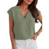 image:imageANRABESS Women Tops Cap Sleeve Dressy Casual V Neck Shirts 2026 Summer Business Work Blouses Outfits Trendy Spring ClothingLight Green