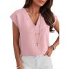 image:imageANRABESS Women Tops Cap Sleeve Dressy Casual V Neck Shirts 2026 Summer Business Work Blouses Outfits Trendy Spring ClothingLight Pink