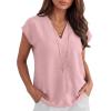 image:imageANRABESS Women Tops Cap Sleeve Dressy Casual V Neck Shirts 2026 Summer Business Work Blouses Outfits Trendy Spring ClothingLight Pink