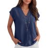 image:imageANRABESS Women Tops Cap Sleeve Dressy Casual V Neck Shirts 2026 Summer Business Work Blouses Outfits Trendy Spring ClothingNavy Blue