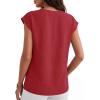 image:imageANRABESS Women Tops Cap Sleeve Dressy Casual V Neck Shirts 2026 Summer Business Work Blouses Outfits Trendy Spring ClothingRed