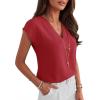 image:imageANRABESS Women Tops Cap Sleeve Dressy Casual V Neck Shirts 2026 Summer Business Work Blouses Outfits Trendy Spring ClothingRed