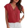 image:imageANRABESS Women Tops Cap Sleeve Dressy Casual V Neck Shirts 2026 Summer Business Work Blouses Outfits Trendy Spring ClothingRed