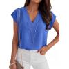 image:imageANRABESS Women Tops Cap Sleeve Dressy Casual V Neck Shirts 2026 Summer Business Work Blouses Outfits Trendy Spring ClothingRoyal Blue