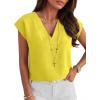image:imageANRABESS Women Tops Cap Sleeve Dressy Casual V Neck Shirts 2026 Summer Business Work Blouses Outfits Trendy Spring ClothingYellow