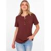 image:imageANRABESS Women Waffle Knit Tops Short Sleeve Henley Shirts Dressy Casual Blouse 2026 Spring Fashion Outfits Trendy ClothesBirck Red