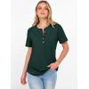 image:imageANRABESS Women Waffle Knit Tops Short Sleeve Henley Shirts Dressy Casual Blouse 2026 Spring Fashion Outfits Trendy ClothesDeep Green