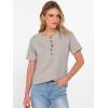 image:imageANRABESS Women Waffle Knit Tops Short Sleeve Henley Shirts Dressy Casual Blouse 2026 Spring Fashion Outfits Trendy ClothesGrey
