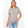 image:imageANRABESS Women Waffle Knit Tops Short Sleeve Henley Shirts Dressy Casual Blouse 2026 Spring Fashion Outfits Trendy ClothesGrey