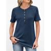 image:imageANRABESS Women Waffle Knit Tops Short Sleeve Henley Shirts Dressy Casual Blouse 2026 Spring Fashion Outfits Trendy ClothesNavy Blue