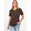 image:imageANRABESS Women Waffle Knit Tops Short Sleeve Henley Shirts Dressy Casual Blouse 2026 Spring Fashion Outfits Trendy ClothesRed Brown