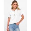 image:imageANRABESS Women Waffle Knit Tops Short Sleeve Henley Shirts Dressy Casual Blouse 2026 Spring Fashion Outfits Trendy ClothesWhite