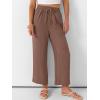 image:imageANRABESS Women Wide Leg Capri Pants Summer Palazzo High Waisted Casual Loose Lounge Flowy Cropped Beach Trousers Work OutfitsBrown