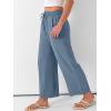 image:imageANRABESS Women Wide Leg Capri Pants Summer Palazzo High Waisted Casual Loose Lounge Flowy Cropped Beach Trousers Work OutfitsGrey Blue