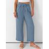 image:imageANRABESS Women Wide Leg Capri Pants Summer Palazzo High Waisted Casual Loose Lounge Flowy Cropped Beach Trousers Work OutfitsGrey Blue