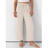 image:imageANRABESS Women Wide Leg Capri Pants Summer Palazzo High Waisted Casual Loose Lounge Flowy Cropped Beach Trousers Work OutfitsLight Yellow