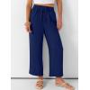image:imageANRABESS Women Wide Leg Capri Pants Summer Palazzo High Waisted Casual Loose Lounge Flowy Cropped Beach Trousers Work OutfitsNavy Blue