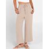 image:imageANRABESS Women Wide Leg Capri Pants Summer Palazzo High Waisted Casual Loose Lounge Flowy Cropped Beach Trousers Work OutfitsParchment