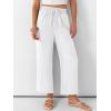 image:imageANRABESS Women Wide Leg Capri Pants Summer Palazzo High Waisted Casual Loose Lounge Flowy Cropped Beach Trousers Work OutfitsWhite