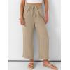 image:imageANRABESS Women Wide Leg Capri Pants Summer Palazzo High Waisted Casual Loose Lounge Flowy Cropped Beach Trousers Work OutfitsYellow Khaki
