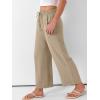 image:imageANRABESS Women Wide Leg Capri Pants Summer Palazzo High Waisted Casual Loose Lounge Flowy Cropped Beach Trousers Work OutfitsYellow Khaki