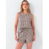 image:imageANRABESS Womens 2 Piece Outfits Striped Summer Casual Sleeveless Tank Top Matching Shorts Lounge Sets Beach Vacation ClothesBrown White Plaid