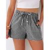 image:imageANRABESS Womens Boxer Shorts Summer Gingham Striped Drawstring Pajama Lounge Shorts With Pockets Trendy Cute Beach BottomsBlack White Plaid
