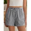 image:imageANRABESS Womens Boxer Shorts Summer Gingham Striped Drawstring Pajama Lounge Shorts With Pockets Trendy Cute Beach BottomsBlack White Stripe