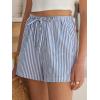 image:imageANRABESS Womens Boxer Shorts Summer Gingham Striped Drawstring Pajama Lounge Shorts With Pockets Trendy Cute Beach BottomsBlue White Stripe