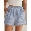 image:imageANRABESS Womens Boxer Shorts Summer Gingham Striped Drawstring Pajama Lounge Shorts With Pockets Trendy Cute Beach BottomsBlue White Stripe