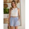 image:imageANRABESS Womens Boxer Shorts Summer Gingham Striped Drawstring Pajama Lounge Shorts With Pockets Trendy Cute Beach BottomsBlue White Stripe