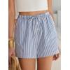 image:imageANRABESS Womens Boxer Shorts Summer Gingham Striped Drawstring Pajama Lounge Shorts With Pockets Trendy Cute Beach BottomsBlue White Stripe