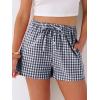 image:imageANRABESS Womens Boxer Shorts Summer Gingham Striped Drawstring Pajama Lounge Shorts With Pockets Trendy Cute Beach BottomsNavy Blue White Plaid