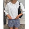 image:imageANRABESS Womens Boxer Shorts Summer Gingham Striped Drawstring Pajama Lounge Shorts With Pockets Trendy Cute Beach BottomsNavy Blue White Plaid
