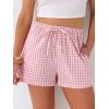 image:imageANRABESS Womens Boxer Shorts Summer Gingham Striped Drawstring Pajama Lounge Shorts With Pockets Trendy Cute Beach BottomsPink White Plaid