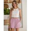 image:imageANRABESS Womens Boxer Shorts Summer Gingham Striped Drawstring Pajama Lounge Shorts With Pockets Trendy Cute Beach BottomsRed White Stripe