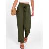 image:imageANRABESS Womens Casual Cropped Pants Drawstring Elastic Waist 2026 Summer Loose Ankle Work Trousers with PocketsArmy Green