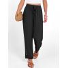 image:imageANRABESS Womens Casual Cropped Pants Drawstring Elastic Waist 2026 Summer Loose Ankle Work Trousers with PocketsBlack